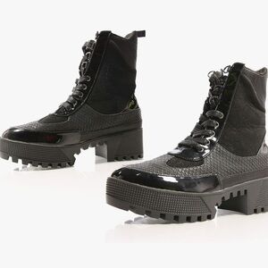 Womens Casual Round Toe Color Block Lug Sole Combat Military Fashion Ankle Boot